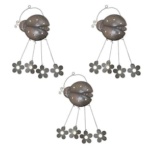 Sino Dos Ventos Flores Joaninha Kit 3 Unidades Decoraçao Jardim Quintal Varanda Enfeite Ambiente