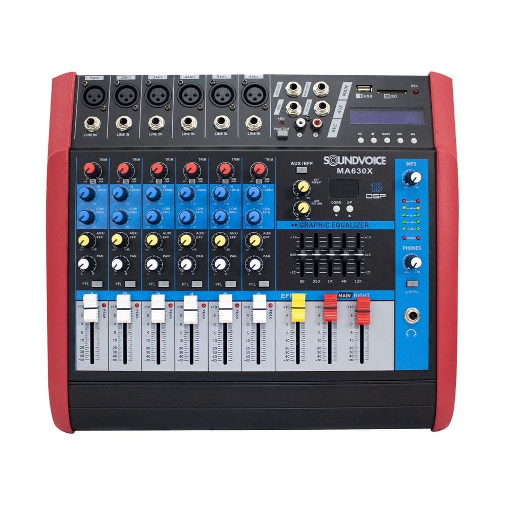 Mesa De Som 6 Canais Amplificada Soundvoice MA630x Bluetooth