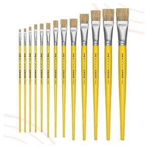 Kit 13 Pincel Escolar Chato Amarelo 815 Nº 00, 02, 04, 06, 08, 10, 12, 14, 16, 18, 20, 22 e 24 - Tigre