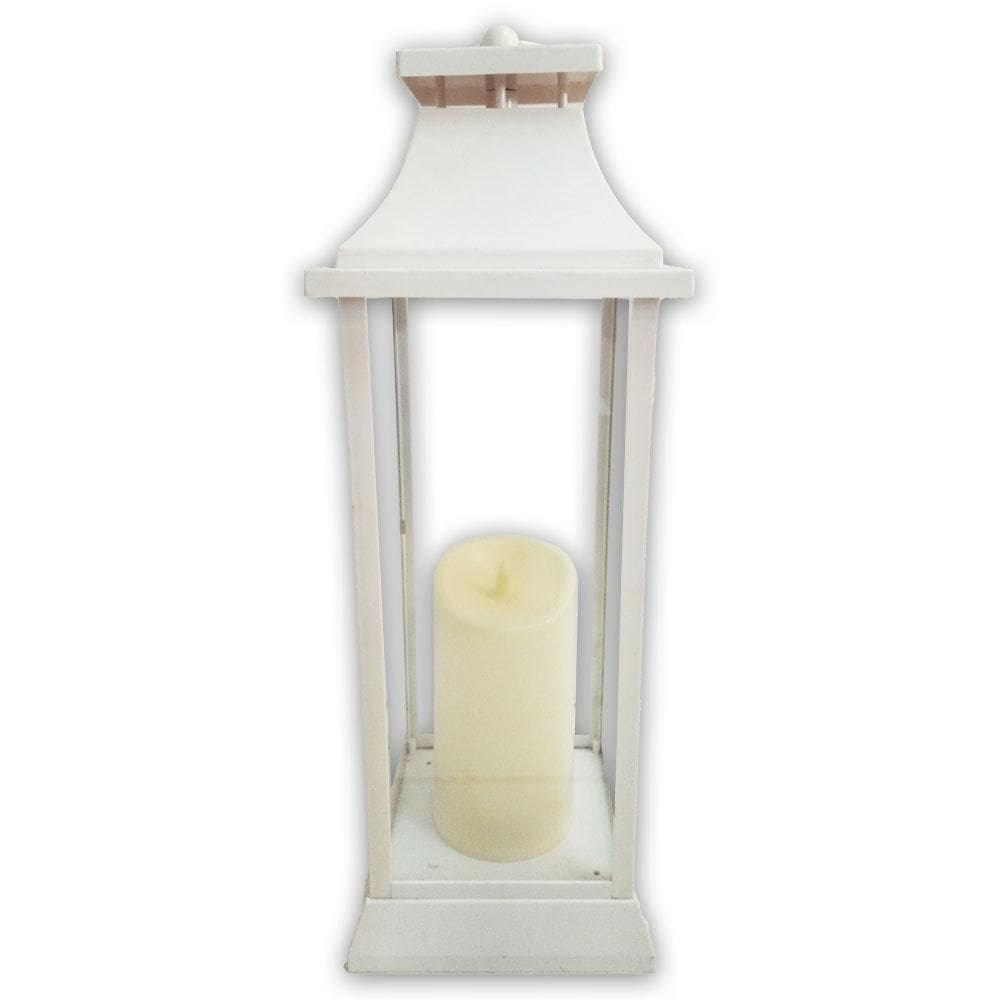 Lanterna Branca Com Vela 51Cm A Pilha Com Led Natal Cromus