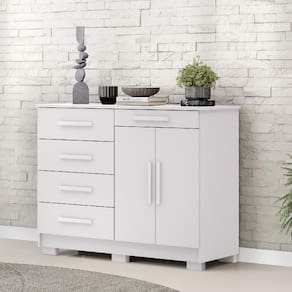 Cômoda Sapateira Sirius 5 Gavetas 2 Portas Branco - Vila Rica