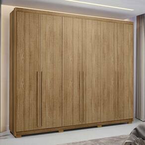 Guarda-Roupa 6 Portas 3 Gavetas com Maleiro interno Dubai Majestic Nature 100% MDF - Vila Rica