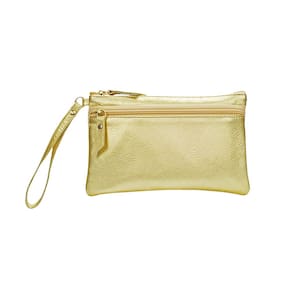 Clutch Feminina Carteira Dourada Porta Celular Couro Madamix