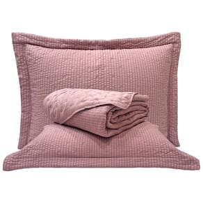 Kit Cobre Leito Colcha Casa Scarpa Anabela King Dupla Face Texturizado Percal 300 Fios 3 Peças - Roxo Malva