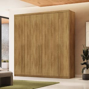 Guarda-Roupa Dubai com Maleiro interno 6 Portas 3 Gavetas Nature 100% MDF - Vila Rica