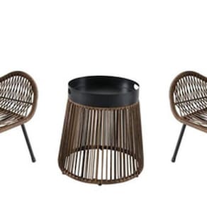 Conjunto Varanda E Jardim 3 Pecas Aco Vime Rattan - Rustic