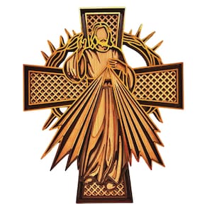 Crucifixo Nosso Senhor Jesus Cristo, Dourado, 30 cm, MDF