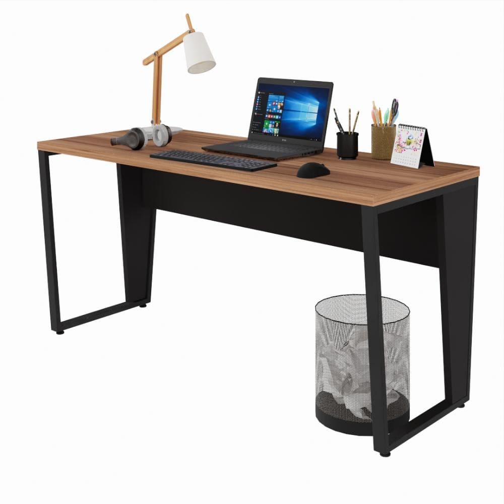 Mesa para Escritório Office Escrivaninha Yaris YAR1561 150x60cm Marrom/Preto