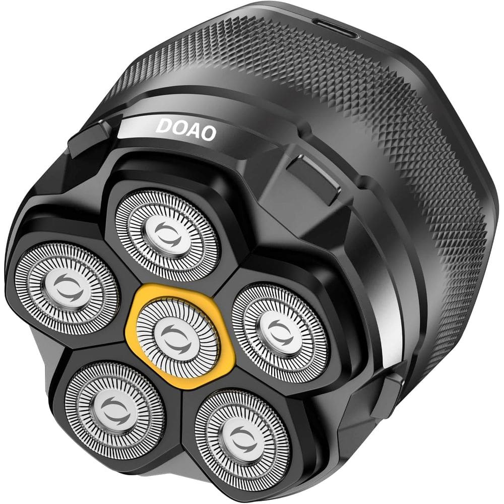 Barbeador de cabeça DOAO impermeável, seco e calvo, barbeador de cabeça, 6D LED