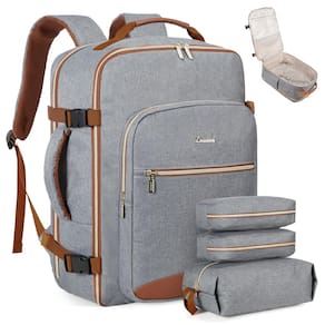 Mochila de viagem LOVEVOOK Carry on 40L com laptop de 17 polegadas cinza