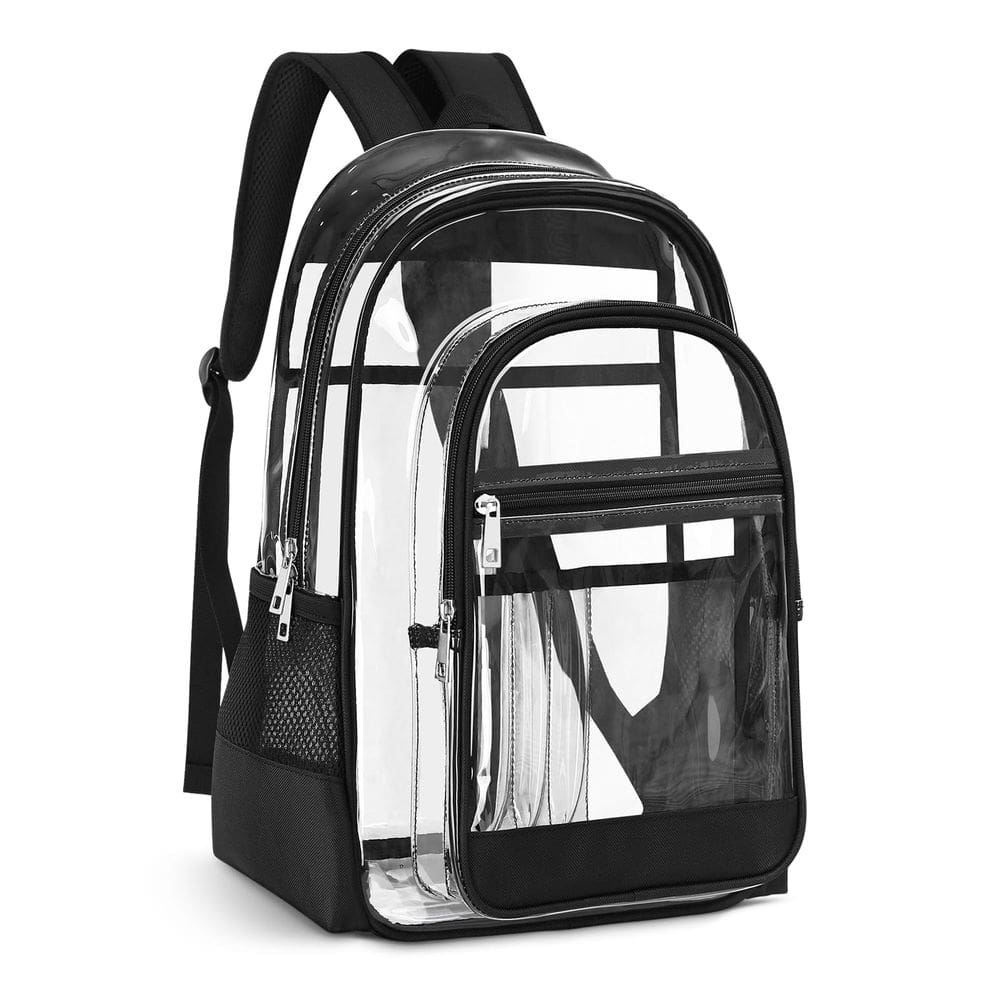 Mochila transparente KIMNERPU, PVC transparente, grande, preta
