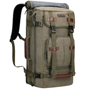 Mochila WITZMAN Canvas Vintage Travel para laptop de 17 polegadas verde