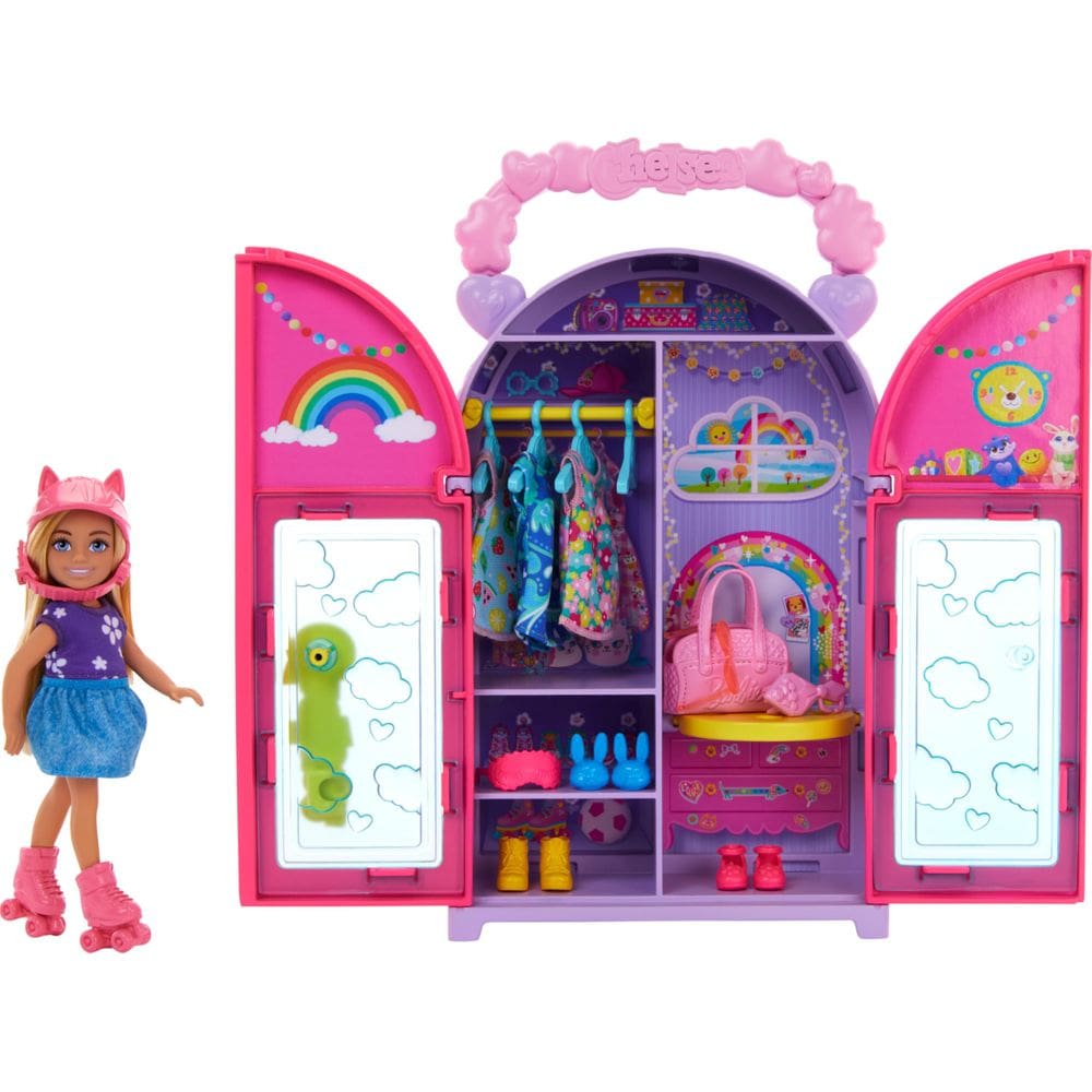 Conjunto de brinquedos para bonecas e armário Barbie Chelsea com 15 roupas