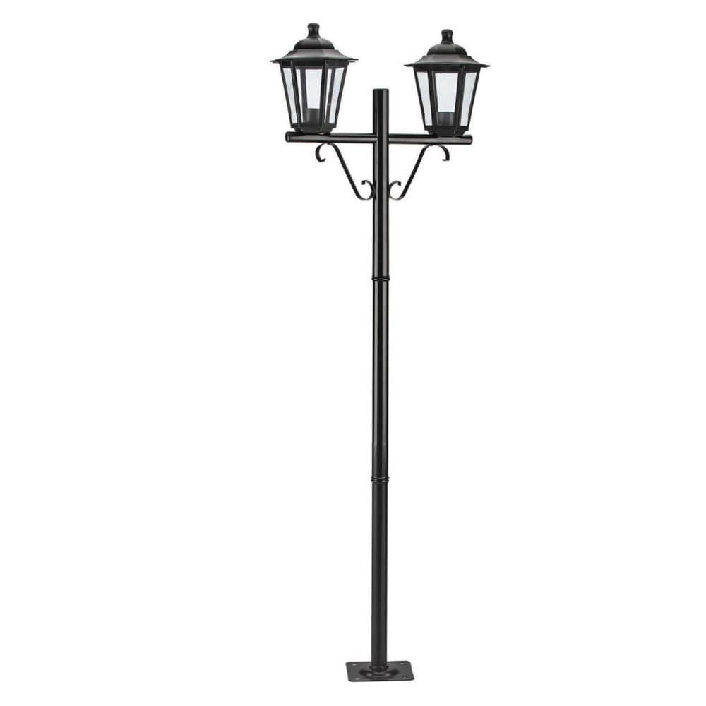 Poste para Jardim Preto Alumínio 1,61m Bivolt 2 Lâmpadas E27 Grega Colonial