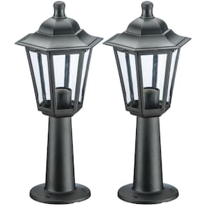 2 Luminárias Pretas Balizador de Chão 44cm Lente Transparent