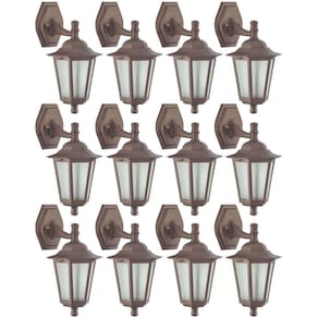 Kit 12 Arandelas Gregas Marrom Bivolt Luminárias de Parede Coloniais Jardim Pátio Dital
