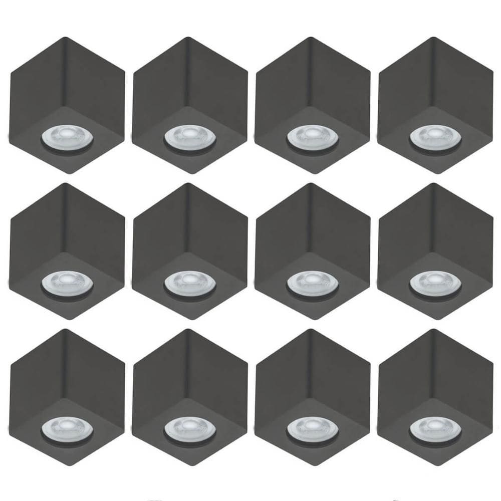 Conjunto 12 Spots de Sobrepor Zoom Luminária de Teto Preto Bivolt Dital Sala Cozinha Escritório