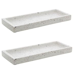 2 Bandejas de Mármore Terrazzo Retangular Aparador 26x17cm Decorativa Bancada Sala Banheiro Lyor