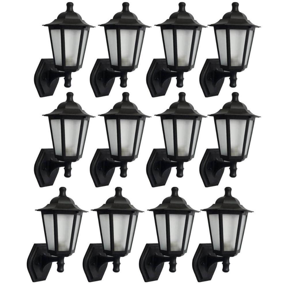 Kit 12 Arandelas Externas Gregas Retrô Luminárias Pretas de Parede Dital Jardim Muro