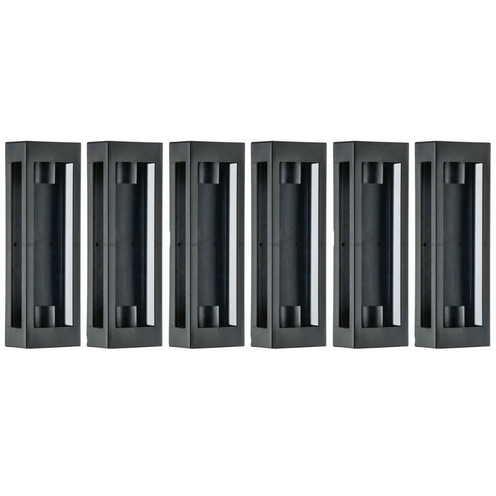 Kit 6 Arandelas Pretas Prime 13x8x40cm 2 Lâmpadas E27 Dital Luminárias Externas Internas