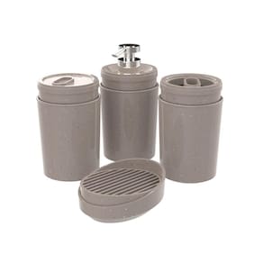 Kit 4 pç Arenita Porta Escova Algodão Sabonete Líquido Barra Stone Crippa Conjunto para Banheiro