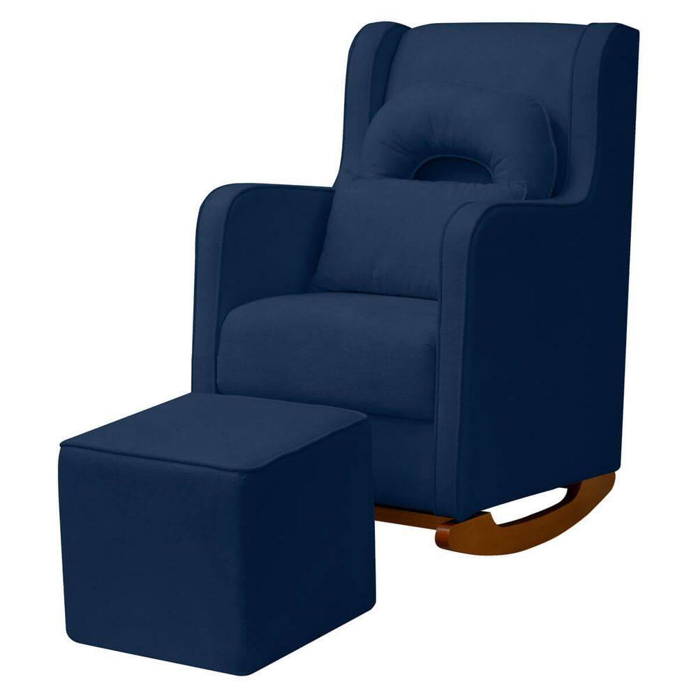 Kit Poltrona de Amamentação Base Balanço Madeira e Puff Ternura Bouclê - SOFA STORE