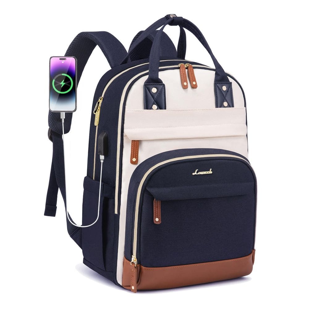 Mochila LOVEVOOK para mulheres, laptop, 15,6”, impermeável, bege