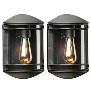 Kit 2 Arandelas Bivolt Externa Interna Preta 19x25cm Luminária Parede Elegance Dital