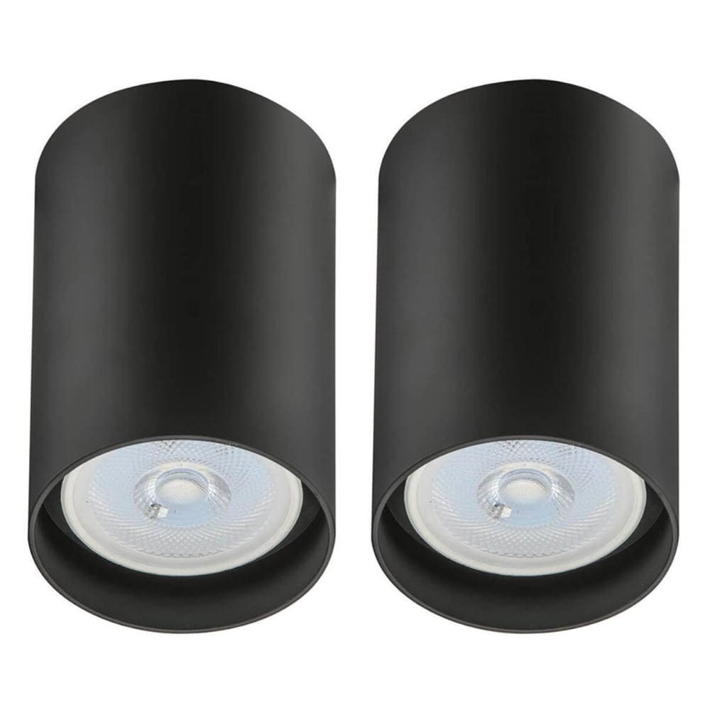 Kit 2 Spots de Sobrepor Luminária de Teto Zoom Preto Bivolt Dital Sala Cozinha Escritório