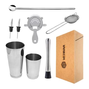 Kit Bar Iniciante 6 Bartender 9 Peças + Caixa