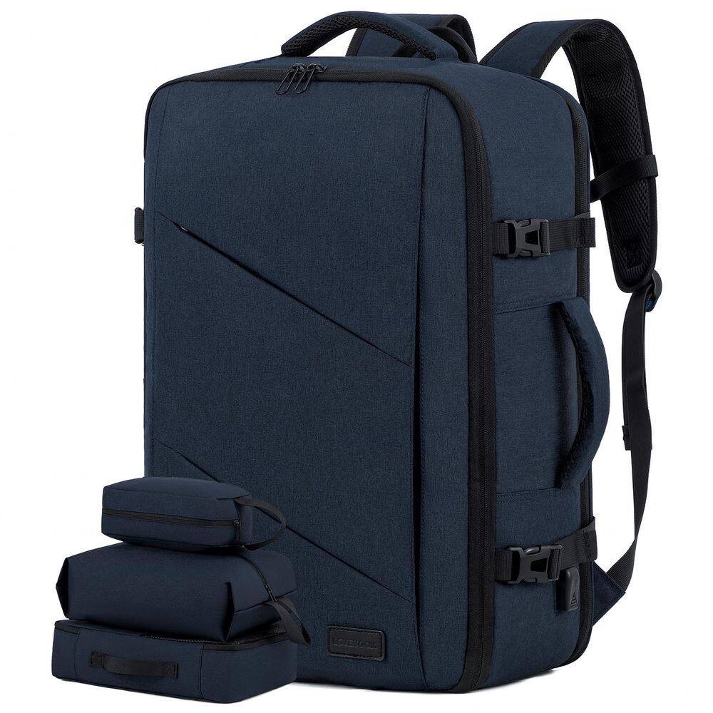 Mochila de viagem LOVEVOOK Carry on 50L com porta USB azul marinho