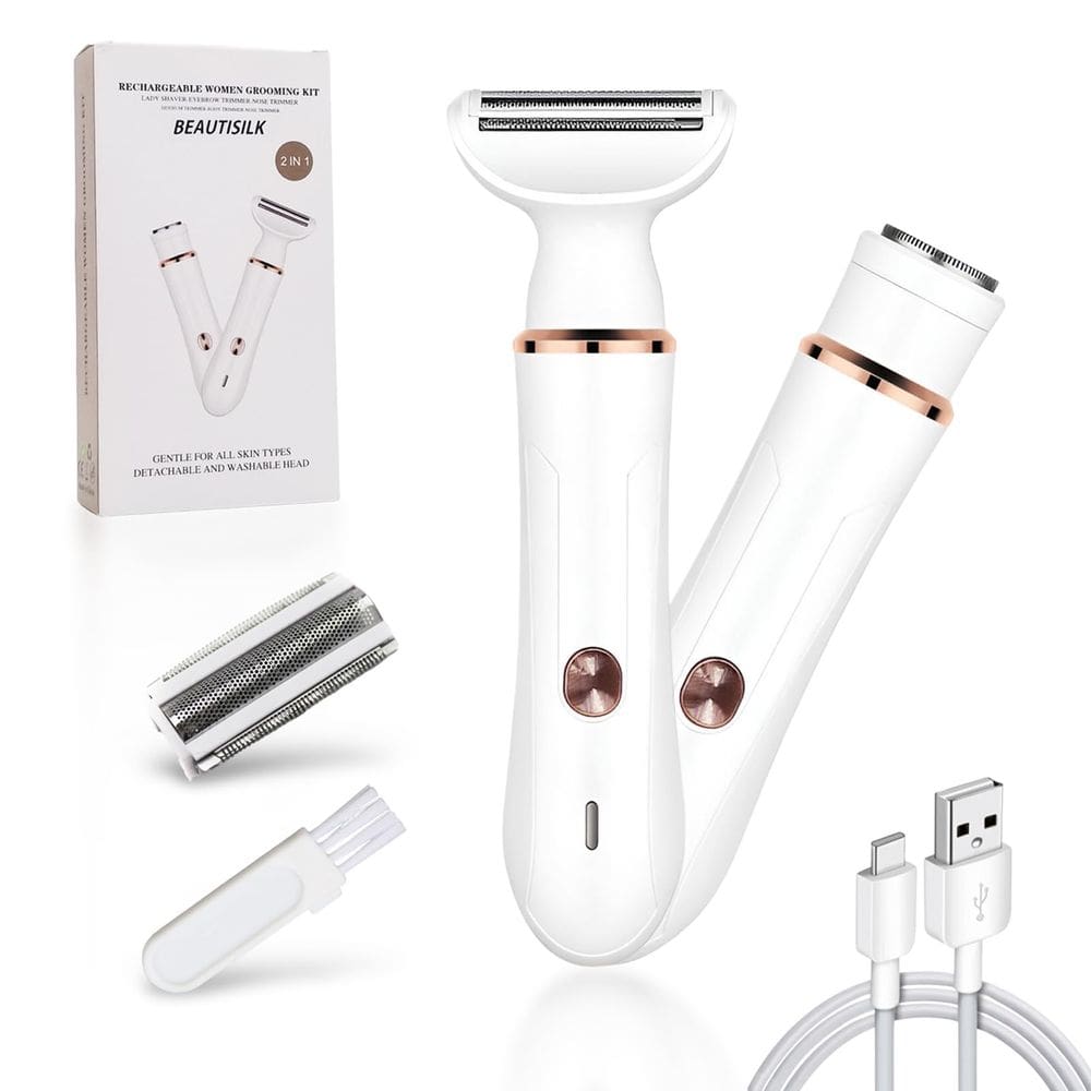 Barbeador elétrico BEAUTISILK 2 em 1, depilador indolor feminino