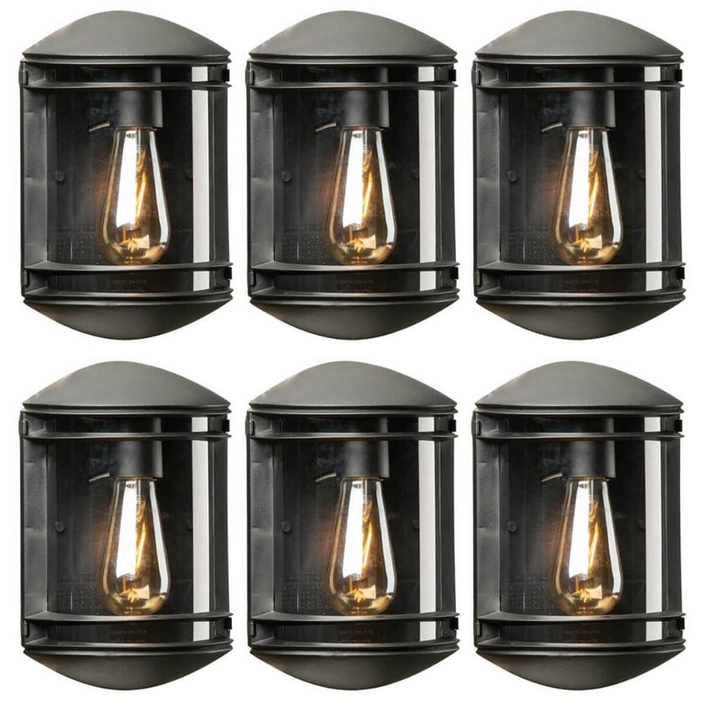 Kit 6 Arandelas Luminária de Parede 19x25cm Elegance Preta Jardim Fachada Dital