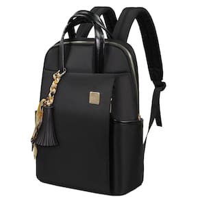 Mochila para laptop Kamlui para mulheres de 15,6 polegadas, fina, preta, nylon