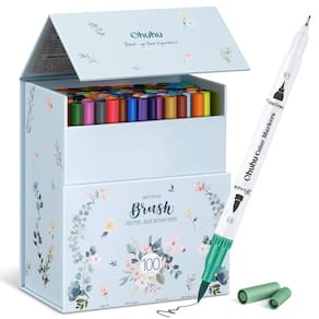 Marcadores para colorir Ohuhu 100 cores com pontas duplas à base de água