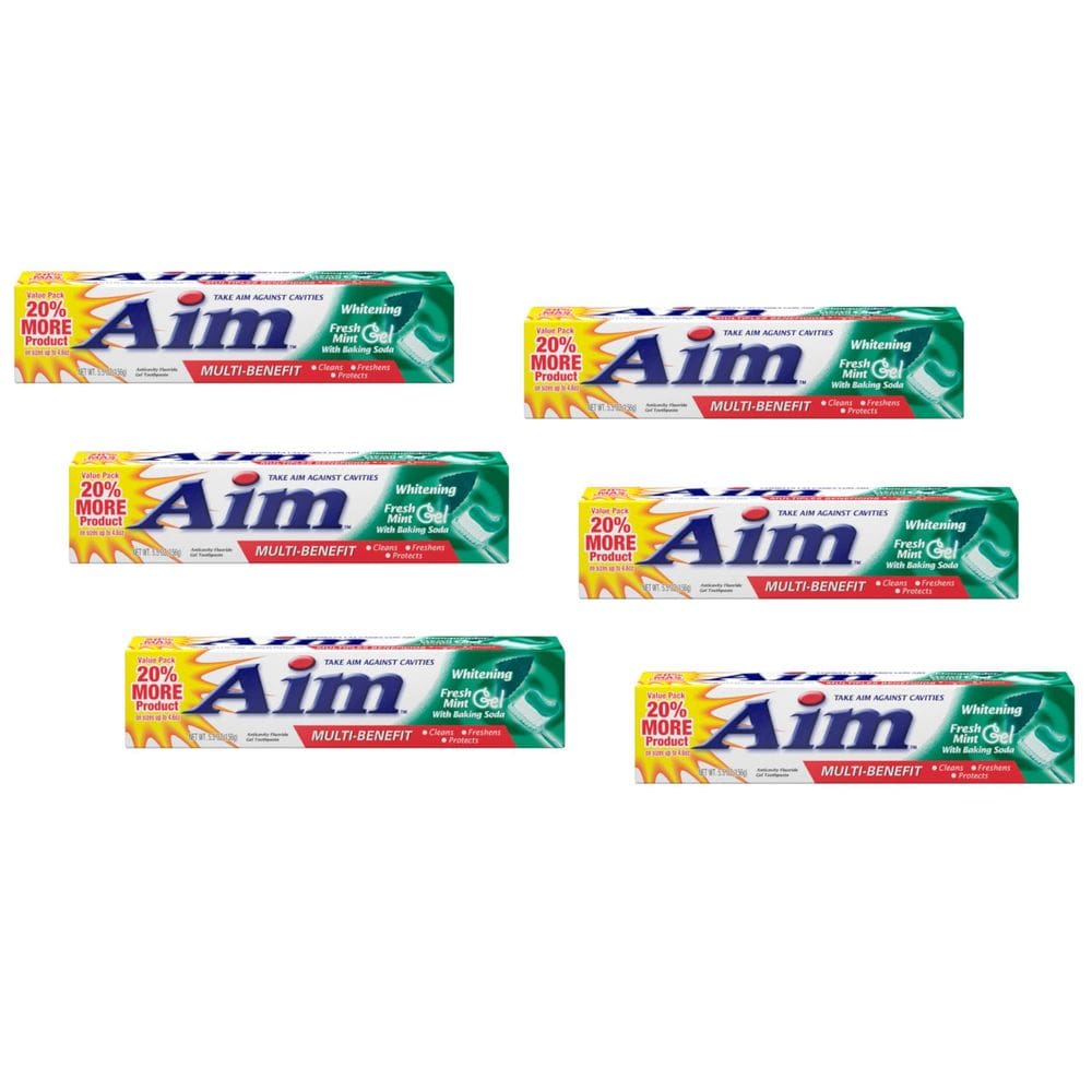 Pasta de dentes Aim Fresh Mint Gel 180mL (pacote de 6)