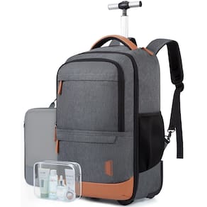 Mochila de viagem com rodinhas BAGSMART de 17 polegadas com cubos de embalagem cinza