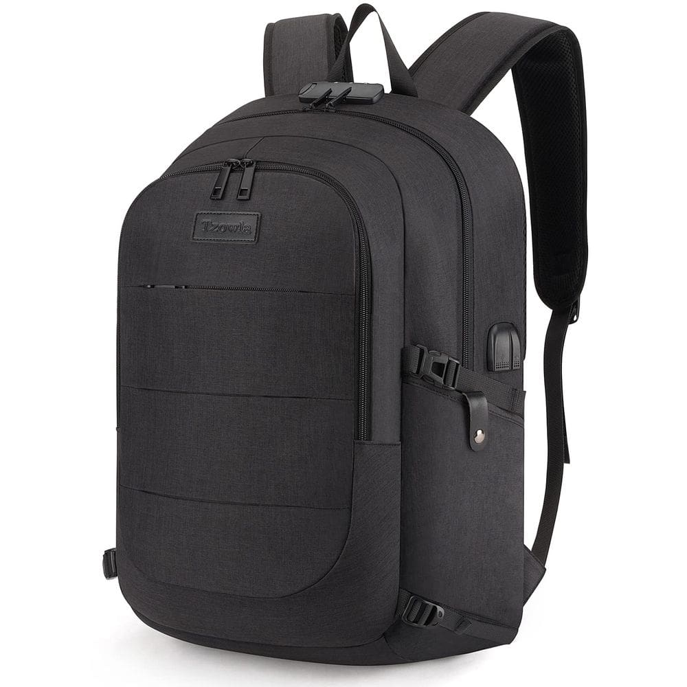 Mochila para laptop Tzowla anti-roubo resistente à água 17,3” preta