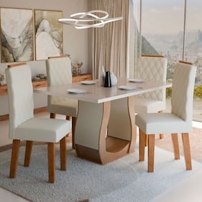 Mesa de Jantar 4 Lugares Belvedere Marrom/Blonde/Nude - Panorama Móveis
