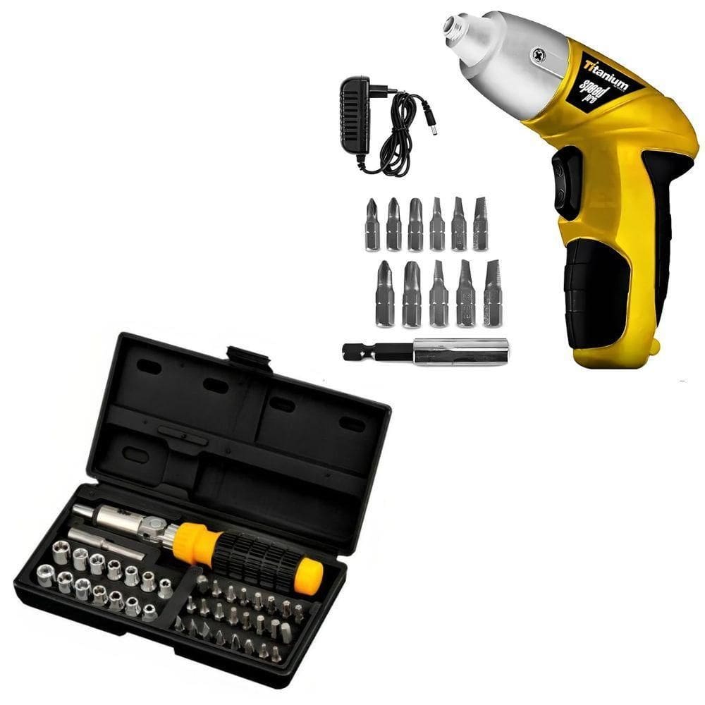 Kit Chaves Jogo Catraca 40 Peças + Parafusadeira Com 11 Bits
