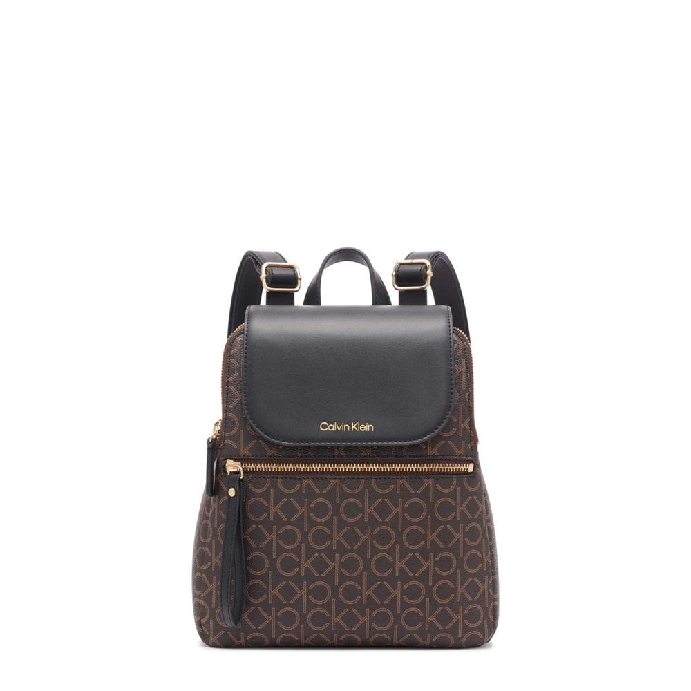 Mochila Calvin Klein Reyna Signature Key Item marrom/cáqui