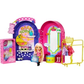 Conjunto de brinquedos moderno Barbie Extra Minis Doll & Boutique com mais de 15 peças