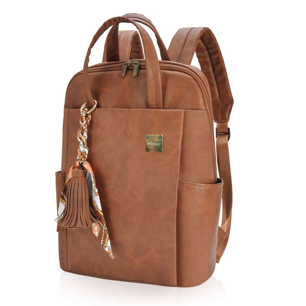 Mochila para laptop Kamlui para mulheres marrom de 15,6 polegadas