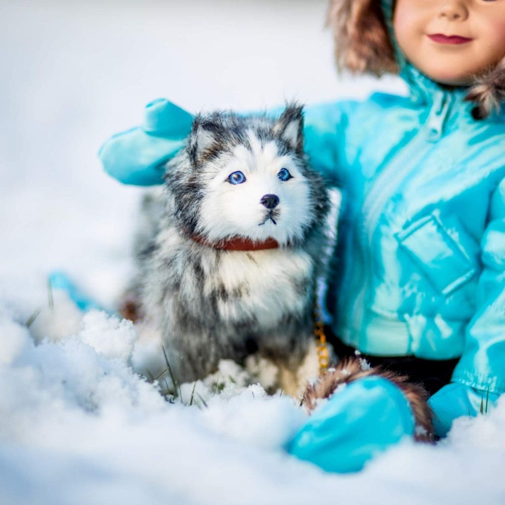 Doll Pet The Queen`s Treasures Husky Puppy Dog para bonecas de 18 polegadas