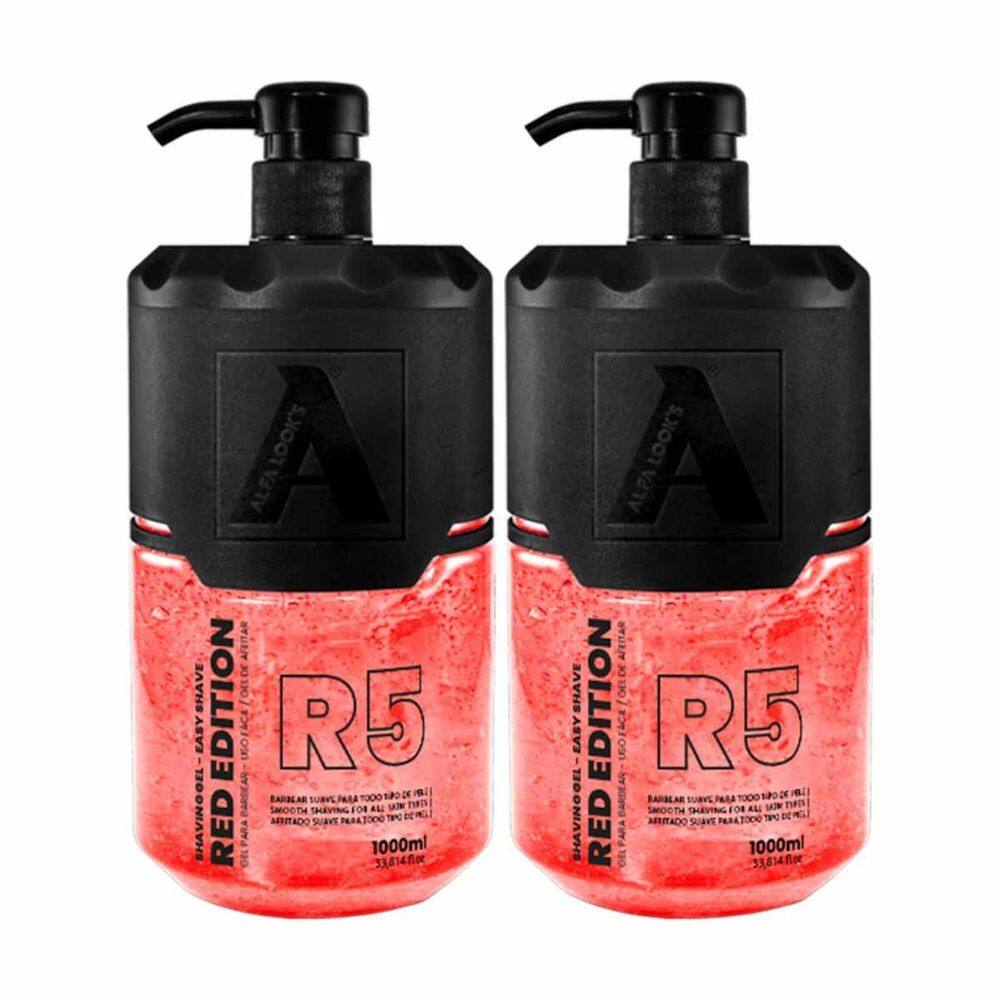 Kit 2X Shaving Gel Red Edition R5 1000Ml Alfa Looks