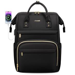 Mochila para laptop LOVEVOOK para mulheres de 17 polegadas impermeável preta