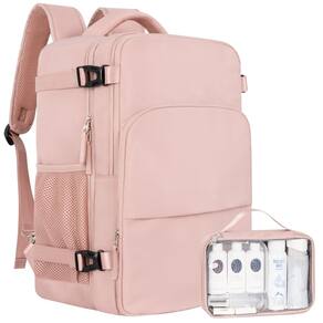 Mochila de viagem Sinaliy Carry on impermeável para laptop de 17,3 polegadas rosa