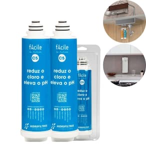 Kit 2 Refil C5 Filtro Agua Purificador Facile Mangueira Cap