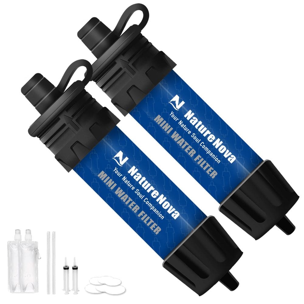 Filtro de água NatureNova Mini Portable Hiking Camping, pacote com 2