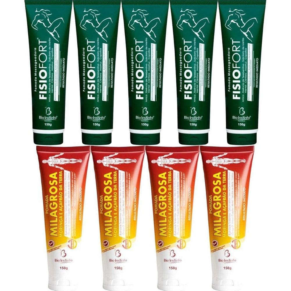 Kit 5 Pomada Fisiofort 150G + 4 Pomada Milagrosa 150G
